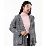 千鳥格子柄大人めフードコート ミドル丈コート フードコート | maison de LATIR | 詳細画像14