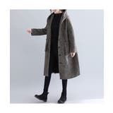 千鳥格子柄大人めフードコート ミドル丈コート フードコート | maison de LATIR | 詳細画像8