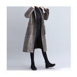 千鳥格子柄大人めフードコート ミドル丈コート フードコート | maison de LATIR | 詳細画像9