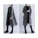 千鳥格子柄大人めフードコート ミドル丈コート フードコート | maison de LATIR | 詳細画像11