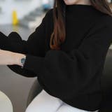 ブラック | トレンドのボトルネックが可愛いリブニット リブニット ボトルネック | maison de LATIR