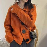 オレンジ | レトロな可愛らしさが魅力!ビックカラー&ボタンショートカーディガン 羽織り ボレロ | maison de LATIR