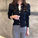 美くびれを演出する大人金ボタンニットカーディガン トップス 羽織り | maison de LATIR | 詳細画像3