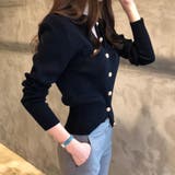 美くびれを演出する大人金ボタンニットカーディガン トップス 羽織り | maison de LATIR | 詳細画像4