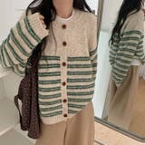 ベージュ | 毎日着たくなる万能ボーダーカーディガン オフィス オフィスカジュアル | maison de LATIR