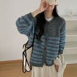 ダークグレー | 毎日着たくなる万能ボーダーカーディガン オフィス オフィスカジュアル | maison de LATIR