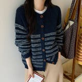 ネイビー | 毎日着たくなる万能ボーダーカーディガン オフィス オフィスカジュアル | maison de LATIR