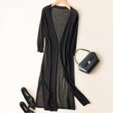 ブラック | 軽やかな透け感で上品に決まるシアー春夏カーディガン 薄手 七分袖 | maison de LATIR