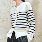 スタイリングに合わせやすい上品なカーディガン トップス ボーダー | maison de LATIR | 詳細画像2 