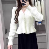 ラメ入り上品で大人かわいい長袖クロップドペプラムカーディガン パール ショート | maison de LATIR | 詳細画像4 