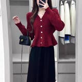 ラメ入り上品で大人かわいい長袖クロップドペプラムカーディガン パール ショート | maison de LATIR | 詳細画像6 