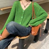 ビビットグリーン | 羽織るだけで、こなれ感Vネックニットカーディガン 春服 立体感 | maison de LATIR