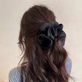 ブラック | へアレンジが楽々携帯にも便利なシュシュ ヘアアイテム おしゃれ | maison de LATIR