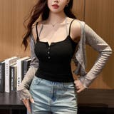 1枚でもインナーでも映える配色ダブルストラップリブキャミソール レディース キャ… | maison de LATIR | 詳細画像8