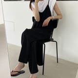 ふわっと軽やかな秋スタイルワイドキャミサロペット つなぎ フルレングス | maison de LATIR | 詳細画像1 