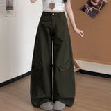 カーキ | ボリューム感が可愛い、今っぽく決まるワイドカーゴパンツ 夏服 レディース | maison de LATIR