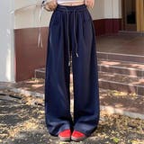 ネイビー | 秋のデイリーに欠かせないワイドパンツ フルレングス ロング | maison de LATIR
