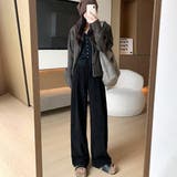 オフィスカジュアルなレディースコーデュロイワイドパンツ ボトム オフィスカジュアル | maison de LATIR | 詳細画像3 