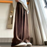 ブラウン | オフィスカジュアルなレディースコーデュロイワイドパンツ ボトム オフィスカジュアル | maison de LATIR