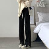 ブラック | 動きやすさも今っぽさもちょうどいいスエットスラックス ラガー 立体感 | maison de LATIR