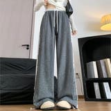 グレー | ラクなのに今っぽい。頼れるレイヤード調レースワイドパンツ ボトム フルレングス | maison de LATIR