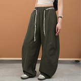 カーキ | 今っぽい着こなしが叶うカーブワイドパンツ レディース ルーズシルエット | maison de LATIR