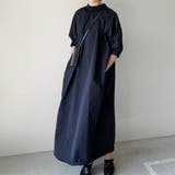 ネイビー | バルーンスリーブワンピース ボリュームスリーブ ストリートスタイル | maison de LATIR