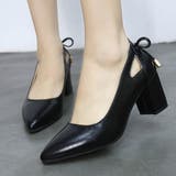 ブラック(スムース) | 安定感抜群!太ヒール バックリボン スエード | maison de LATIR