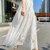 ホワイト | レースデザインが着るだけでフェミニンなギャザースカート 総レース 可愛い | maison de LATIR