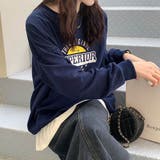 ネイビー | ビッグシルエット カレッジロゴプルオーバースウェット | maison de LATIR