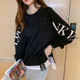 ブラック | インパクトのあるロゴが印象的なスウェット ゆったり ラフ可愛い | maison de LATIR