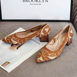 オレンジ | カラーステッチが可愛いウーブンミッドヒールパンプス ポインテッドトゥ 太いヒール | maison de LATIR