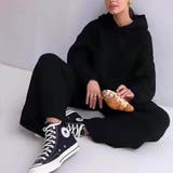 ブラック | カジュアルにラフな着心地セットアップ レディース セットアップ | maison de LATIR