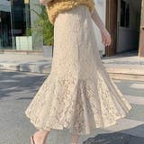 アイボリー | 女性らしい総レースが目を引くスカート ミドル丈 綺麗め | maison de LATIR
