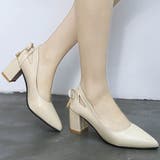 ホワイト(スムース) | 安定感抜群!太ヒール バックリボン スエード | maison de LATIR