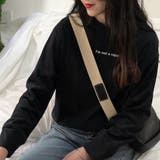 ブラック | シンプルで着回し抜群！合わせやすいレター文字ロンT 長袖カットソー レディース | maison de LATIR