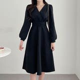 ブラック | シルエットがキレイなカシュクールワンピ 綺麗め 大人女子 | maison de LATIR