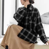 ブラック | ゆったり裏起毛ビッグシャツジャケット チェック柄ブルゾン 柔らかく肌触りの良い | maison de LATIR