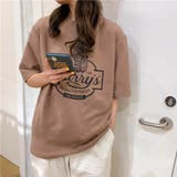 ブラウン | ヴィンテージ風なロゴプリントがTシャツ 半袖 カジュアル韓国ファッション | maison de LATIR