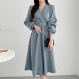 ブルー | シルエットがキレイなカシュクールワンピ 綺麗め 大人女子 | maison de LATIR