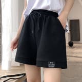 ブラック | 程よく女性らしいリラックスショートパンツ カジュアル スポーティー | maison de LATIR