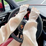 ベージュ×ホワイト | 大人かわいい運転や外出時のUV対策アームカバー 透明感 シアー | maison de LATIR