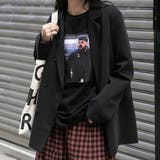 ブラック | ゆったりシルエットが可愛いテーラードジャケット ダブルブレスト カジュアル | maison de LATIR