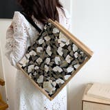 ブラック | コーデに華やかさを添える、上品ボタニカル柄トートバッグ 花柄 大容量 | maison de LATIR