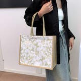 グリーン | コーデに華やかさを添える、上品ボタニカル柄トートバッグ 花柄 大容量 | maison de LATIR