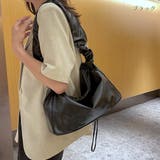 ブラック | 程よい光沢感のフリルギャザーバック | maison de LATIR