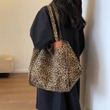 コーデのワンポイントにぴったりなヒョウ柄BIGトートバッグ 大きな開口部 肩掛け | maison de LATIR | 詳細画像3 