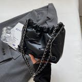 ブラック | リボン付きフェイクレザーのチェーンショルダー ショルダーバッグ リボン | maison de LATIR