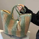 グリーン | さりげなく可愛いさをプラスする編みバッグ トートバッグ 夏 | maison de LATIR