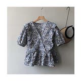 肩のフリルがポイントレトロ可愛いフラワープリントブラウス Vネック ペプラム | maison de LATIR | 詳細画像6